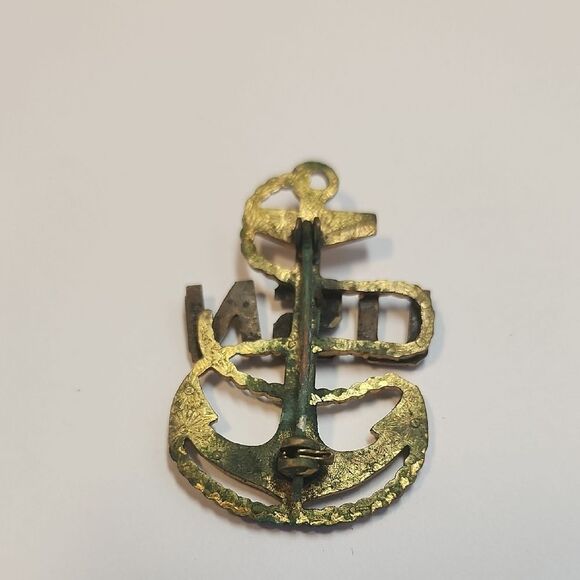 Gold and Silver USN Anchor Pin Brooch United States Navy Vintage - Picture 3 of 5